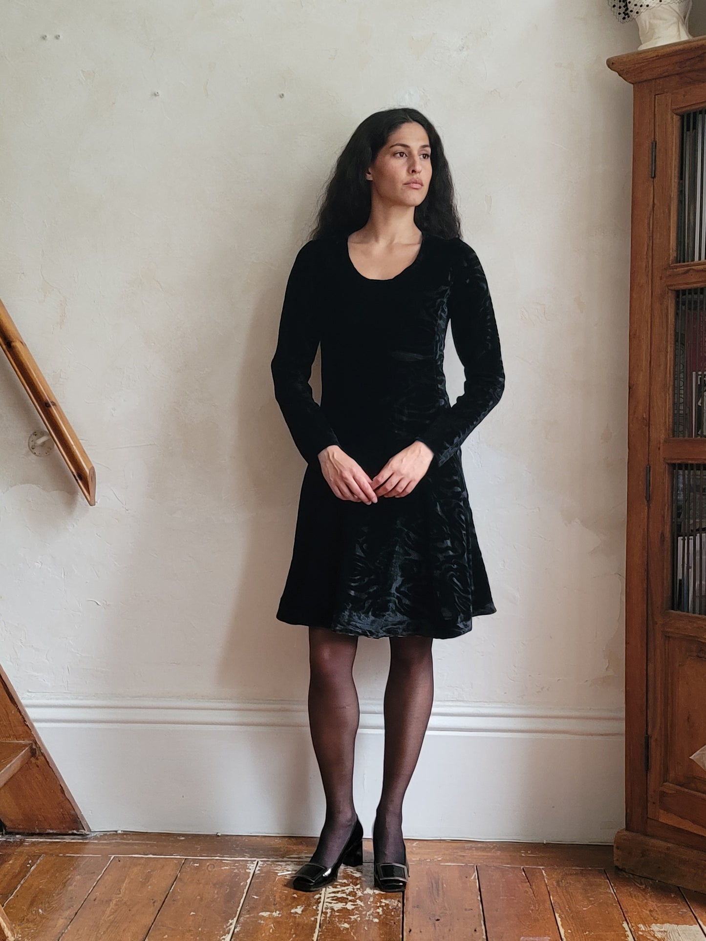 Yves Saint Laurent Rive Gauche Devore Velvet Dress Late 1960s