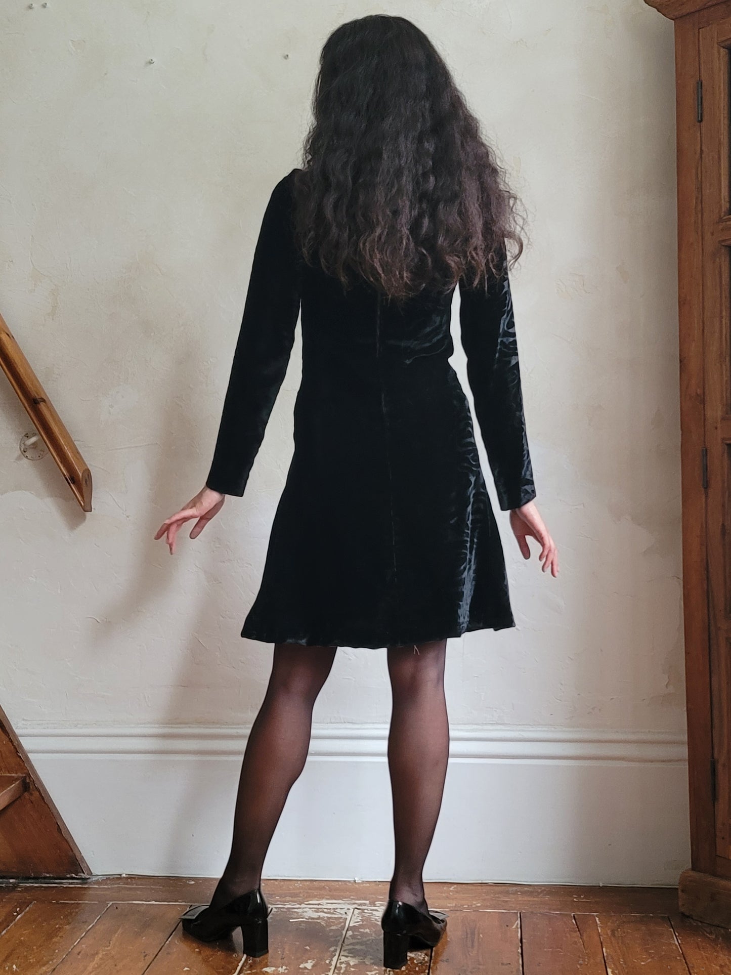 Yves Saint Laurent Rive Gauche Devore Velvet Dress Late 1960s