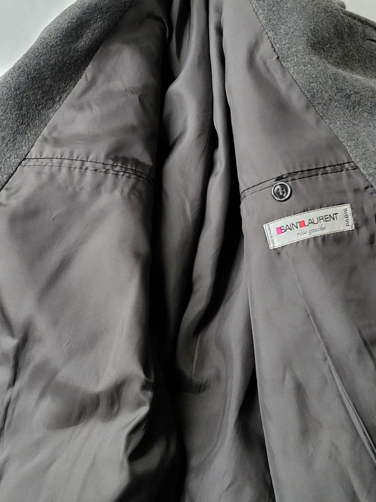 Yves Saint Laurent Men's 1980s Grey Wool belted peacoat