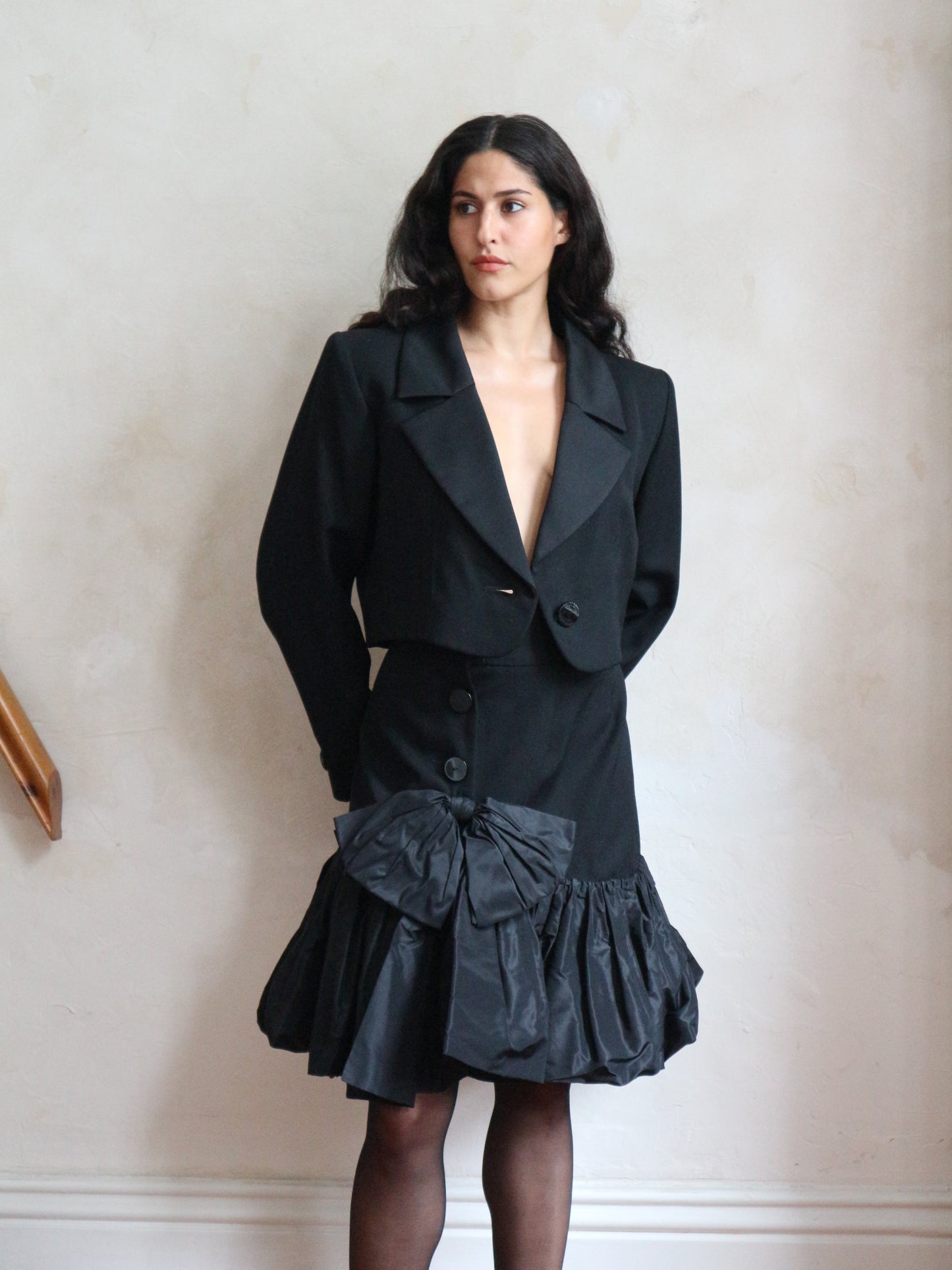 Yves Saint Laurent Spring 1995 Black Ruffle Skirt
