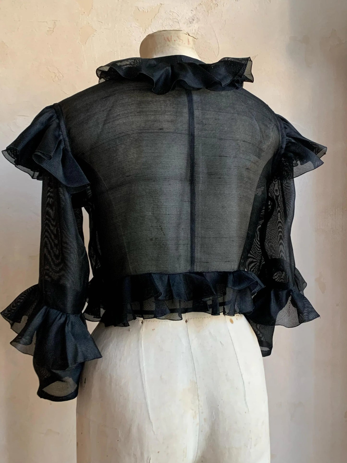 Saint Laurent Rive Gauche 1980s Black Silk bolero jacket