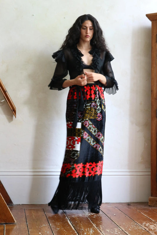 Saint Laurent Rive Gauche 1980s Black Silk bolero jacket