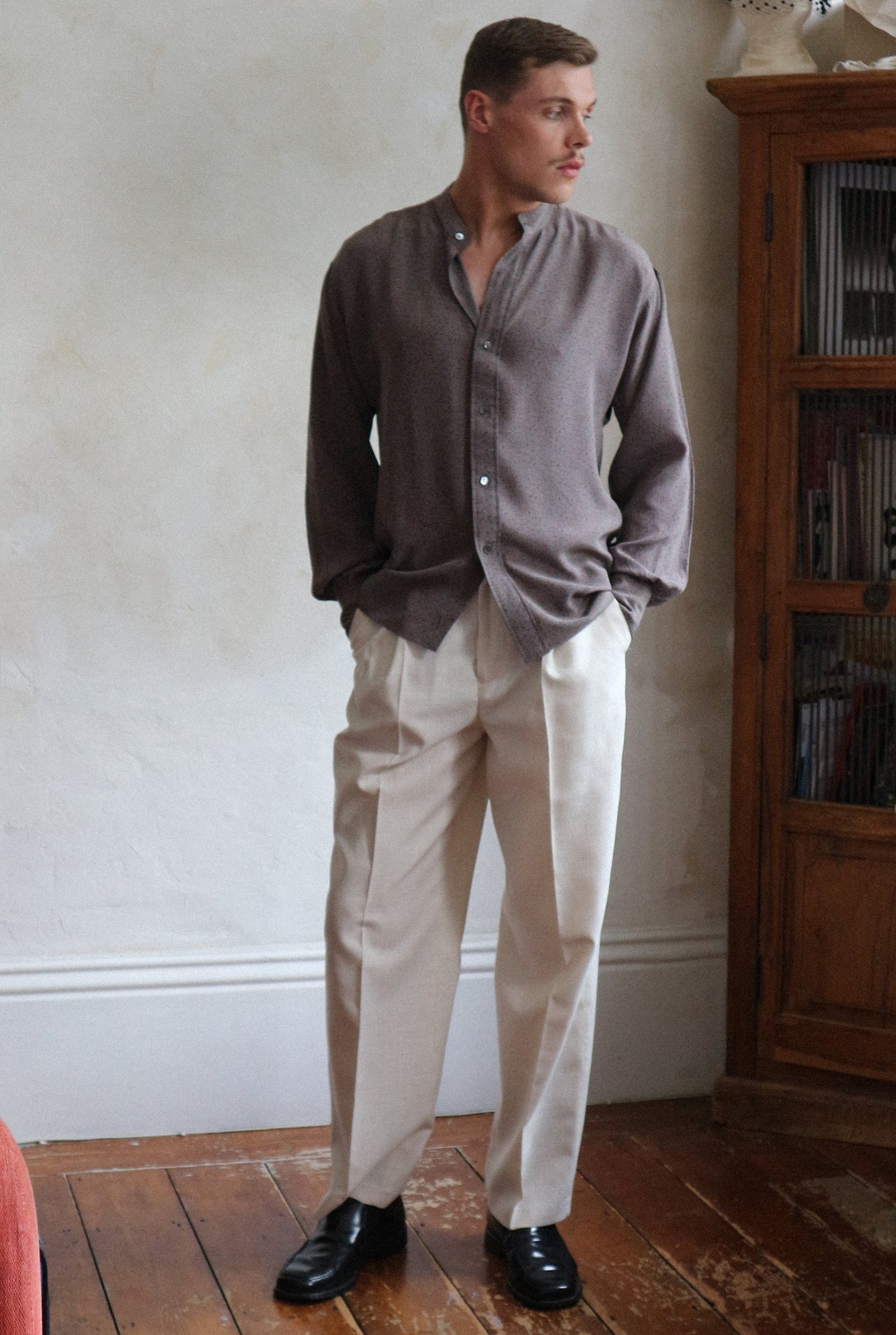 Yves Saint Laurent Men's 1970s Mauve silk shirt