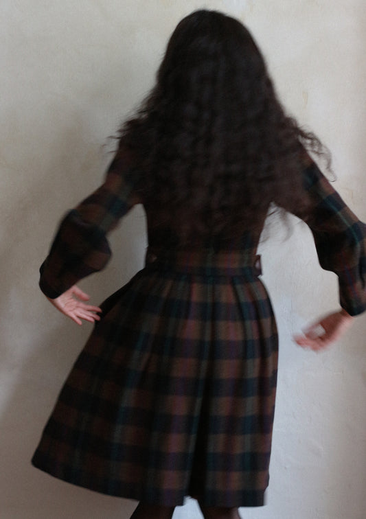 Yves Saint Laurent Rive Gauche Fall 1980 Brown Plaid Coat