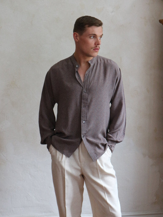 Yves Saint Laurent Men's 1970s Mauve silk shirt