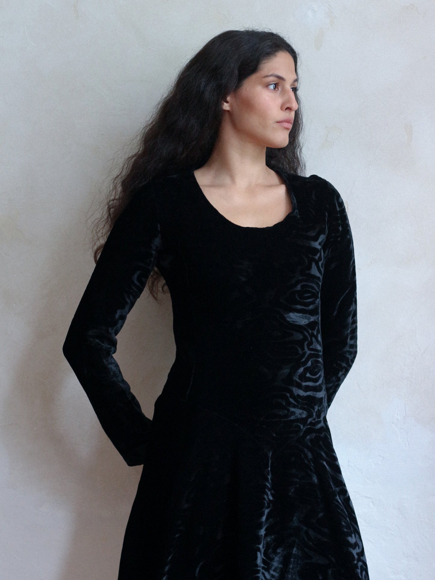 Yves Saint Laurent Rive Gauche Devore Velvet Dress Late 1960s