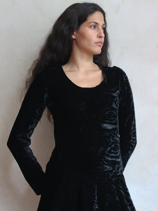 Yves Saint Laurent Rive Gauche Devore Velvet Dress Late 1960s