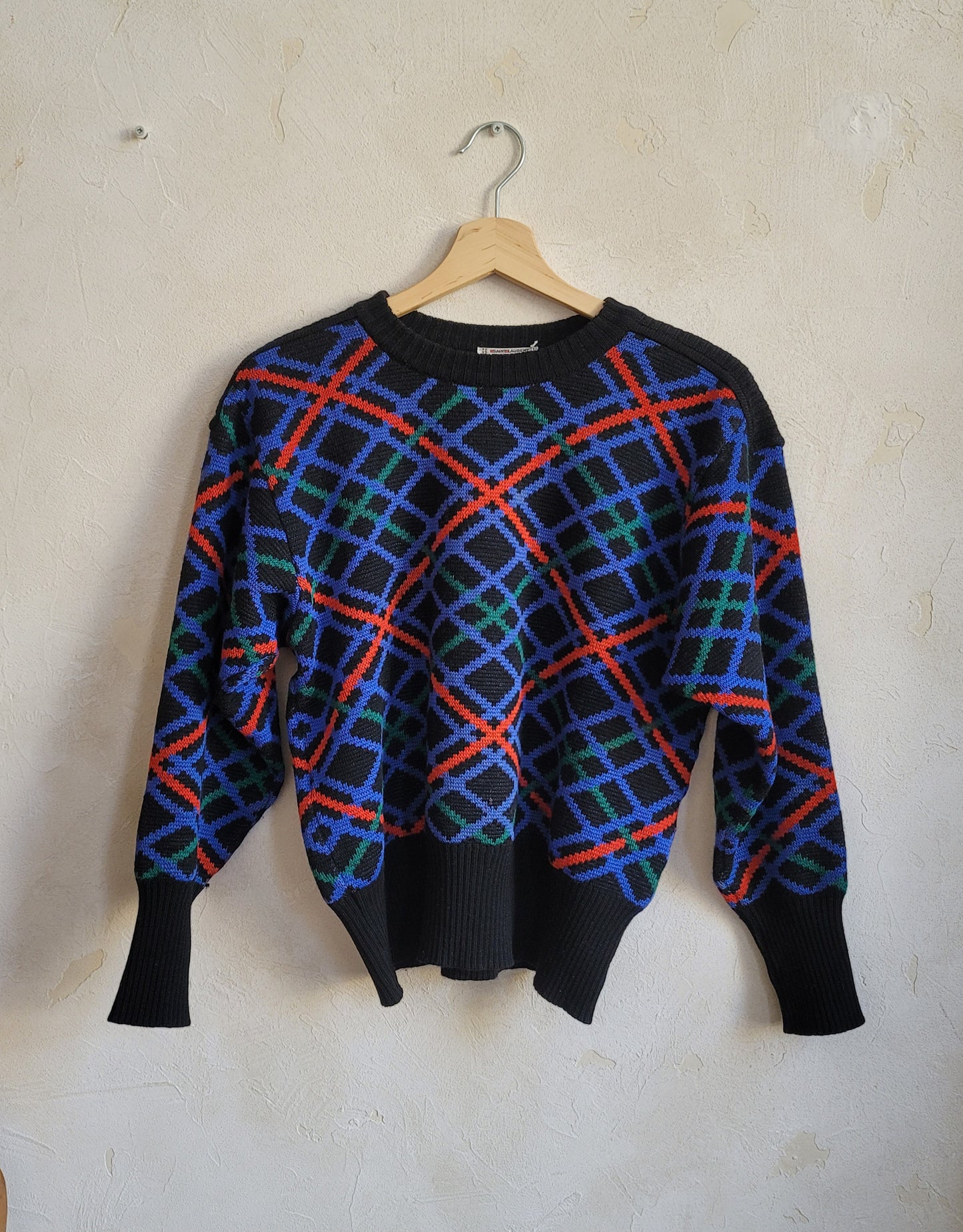 Yves Saint Laurent Fall 1985 Argyll Sweater Size S/M