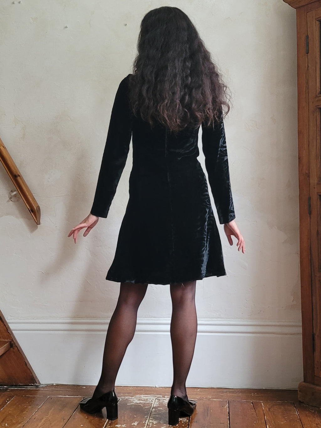 Yves Saint Laurent Rive Gauche Devore Velvet Dress Late 1960s