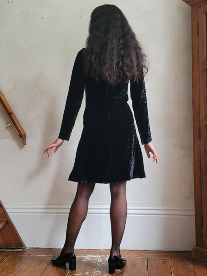 Yves Saint Laurent Rive Gauche Devore Velvet Dress Late 1960s