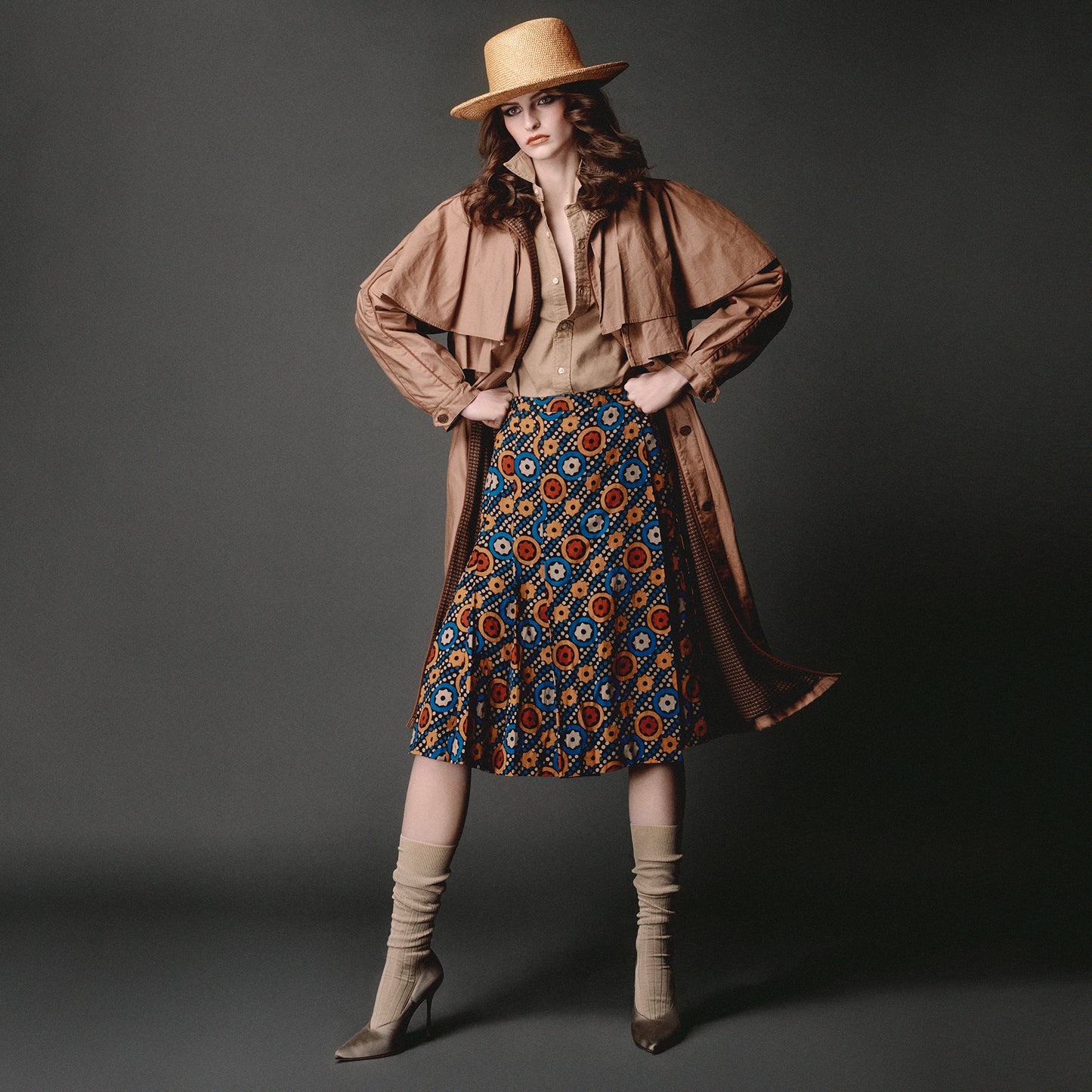 Saint Laurent Rive Gauche Fall 1971 Wool Printed Skirt