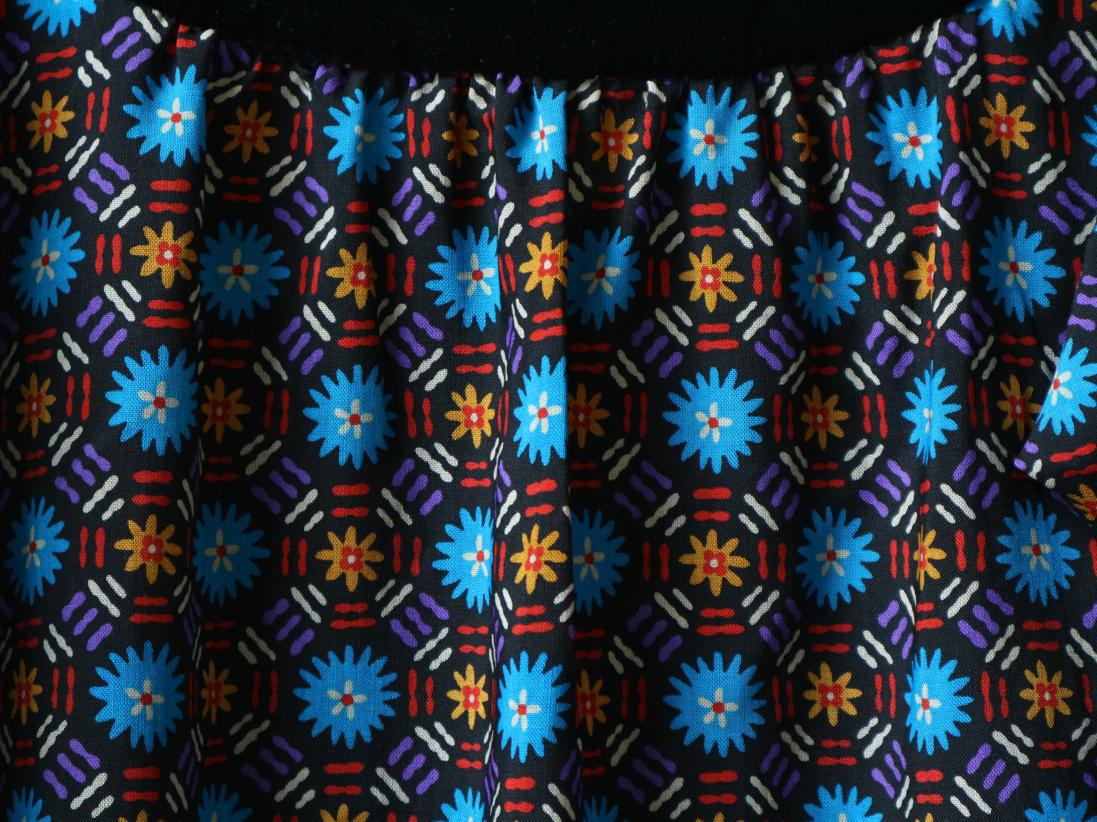YSL Printed Wool and Velvet Smock Dress Fall 1980