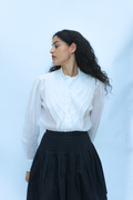 Kenzo Cotton Organdy Sheer Blouse with Frill Collar 1970s