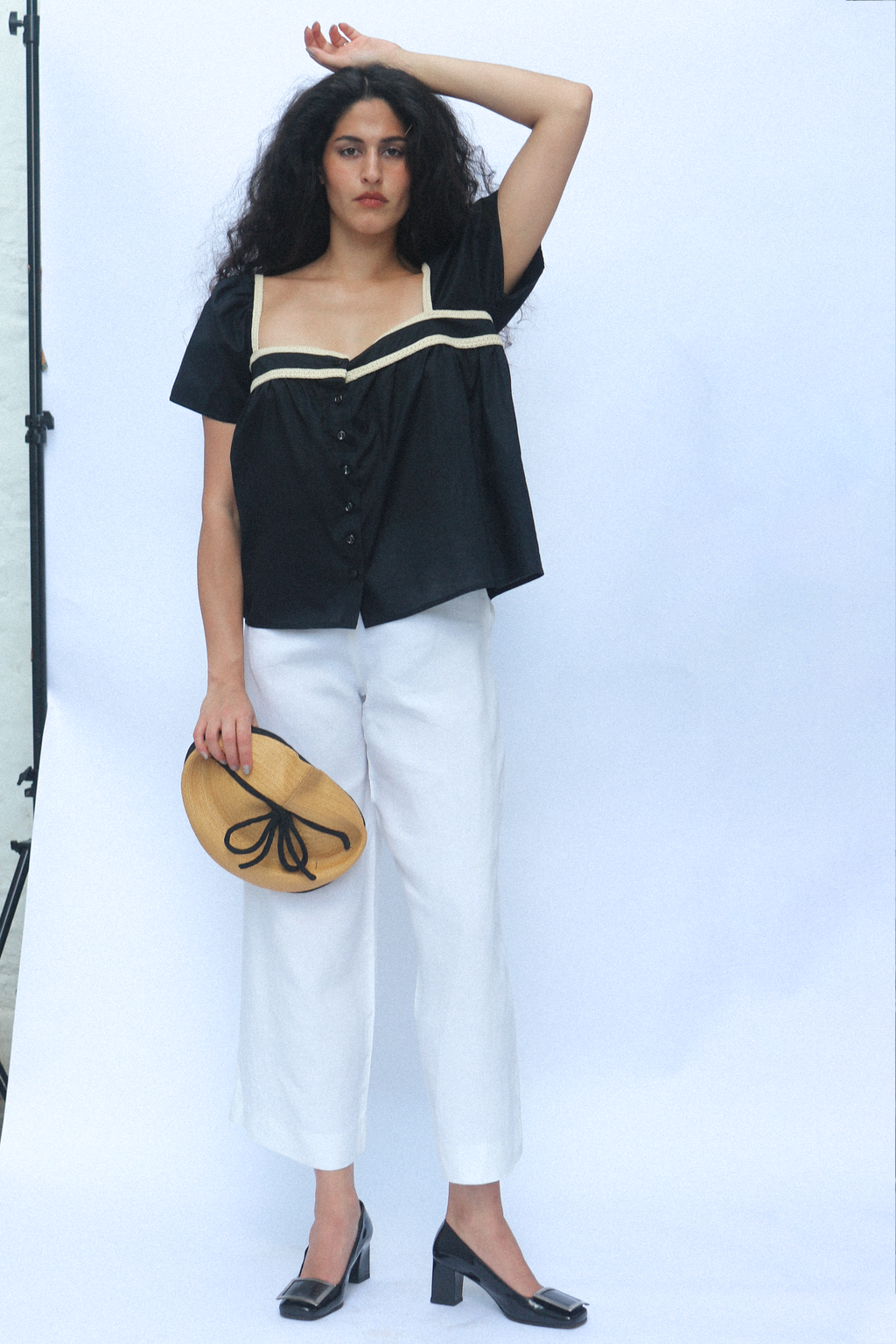 Rochas 1990s White Wide Leg Linen Trousers