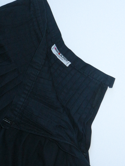 Yves Saint Laurent Navy Micro Pleated Skirt 1970s