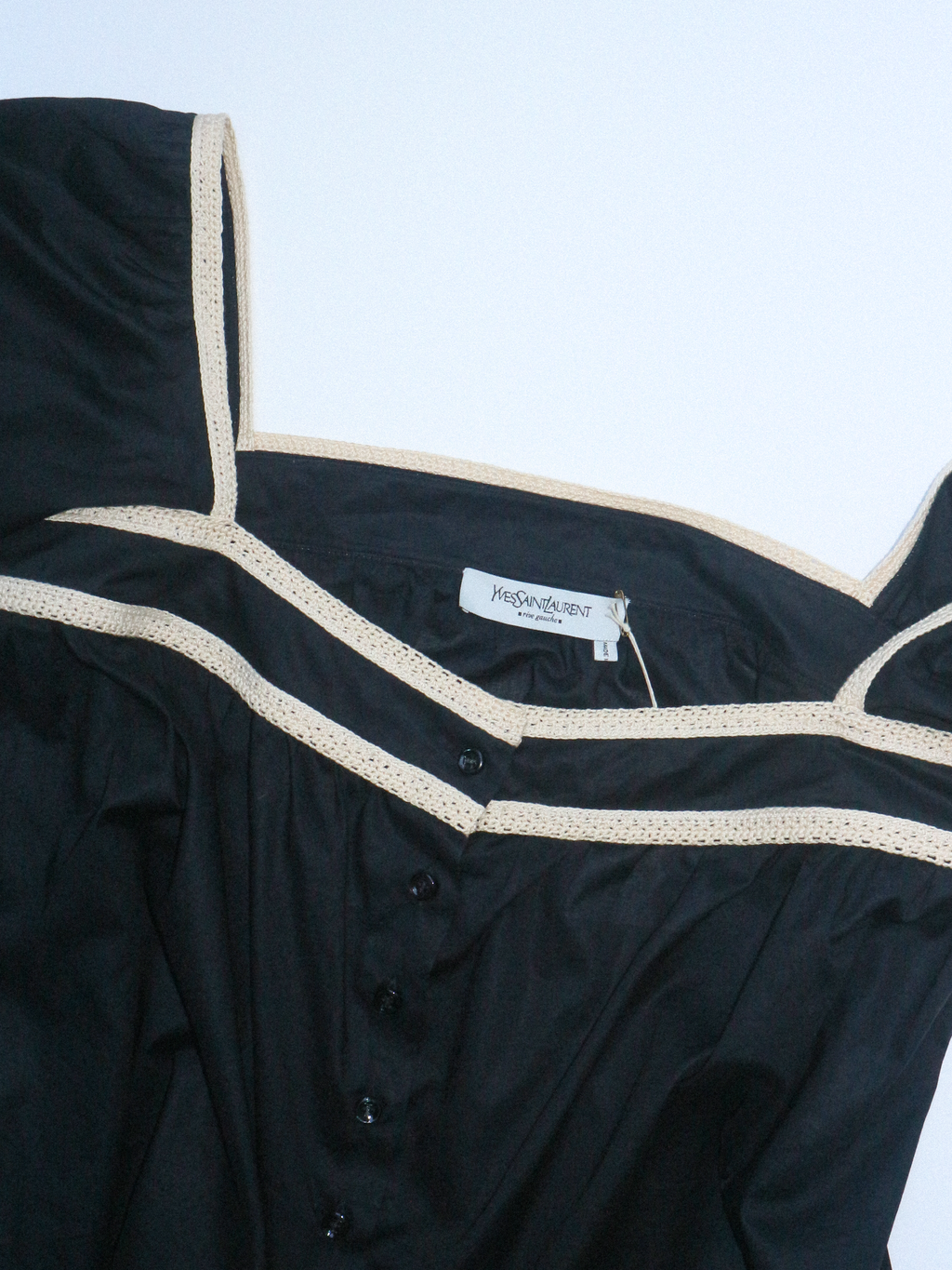 Yves Saint Laurent Black Cotton Shirt with Braid circa 2005