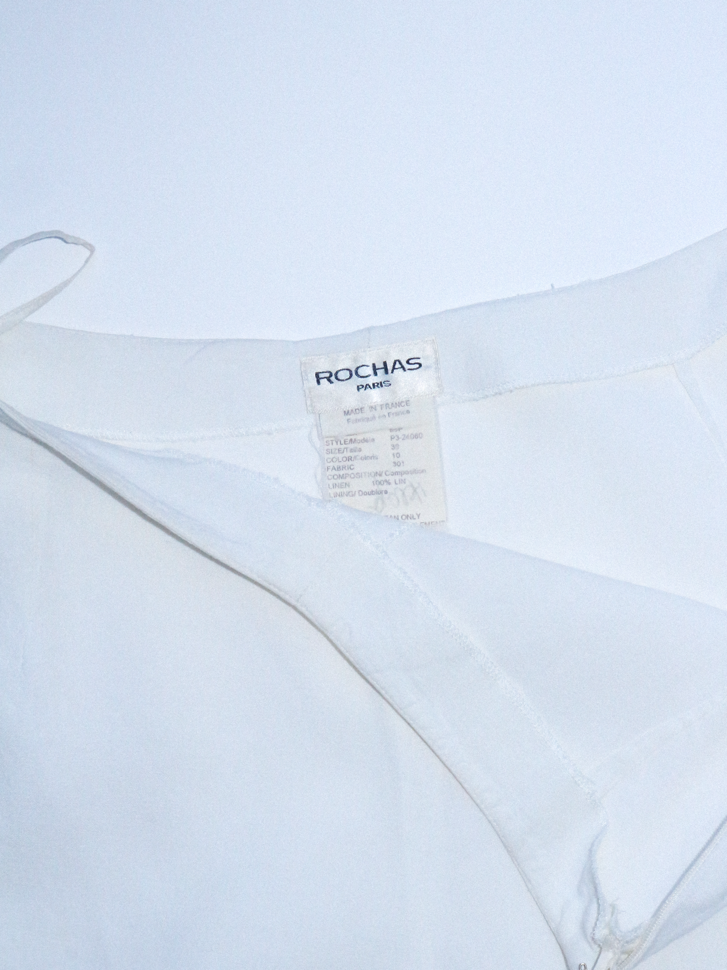 Rochas 1990s White Wide Leg Linen Trousers