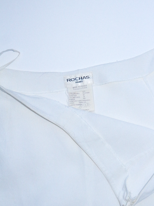 Rochas 1990s White Wide Leg Linen Trousers