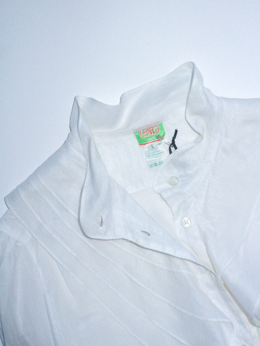 Kenzo Cotton Organdy Sheer Blouse with Frill Collar 1970s