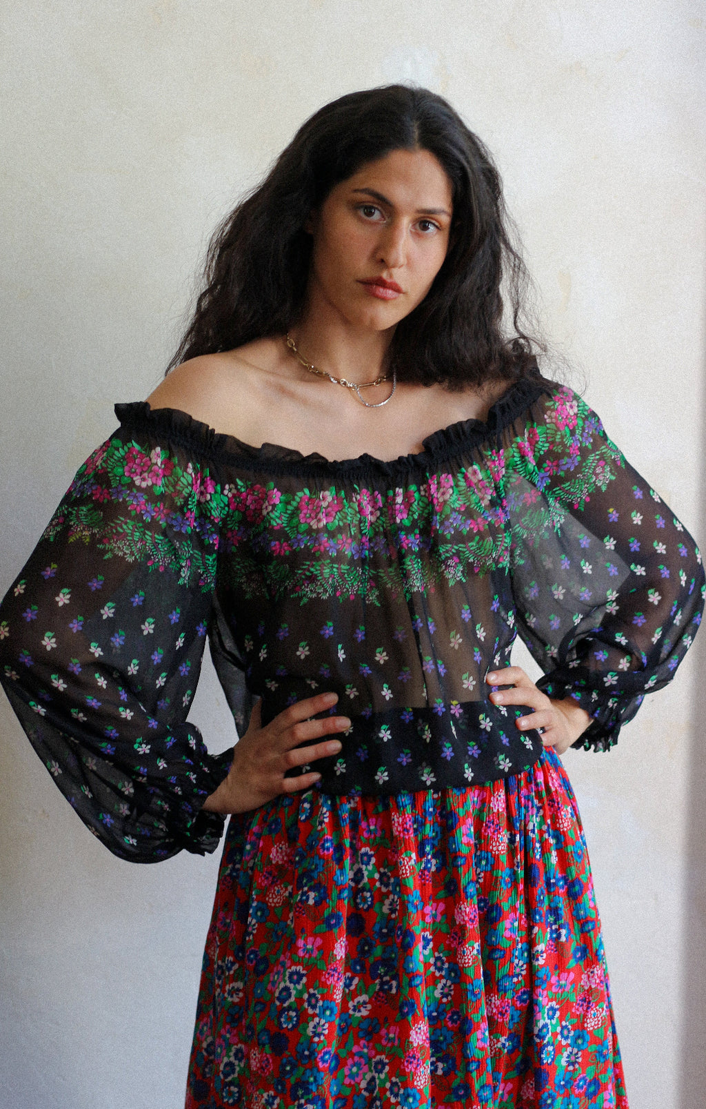 Saint Laurent Rive Gauche Spring 1977 Silk Top