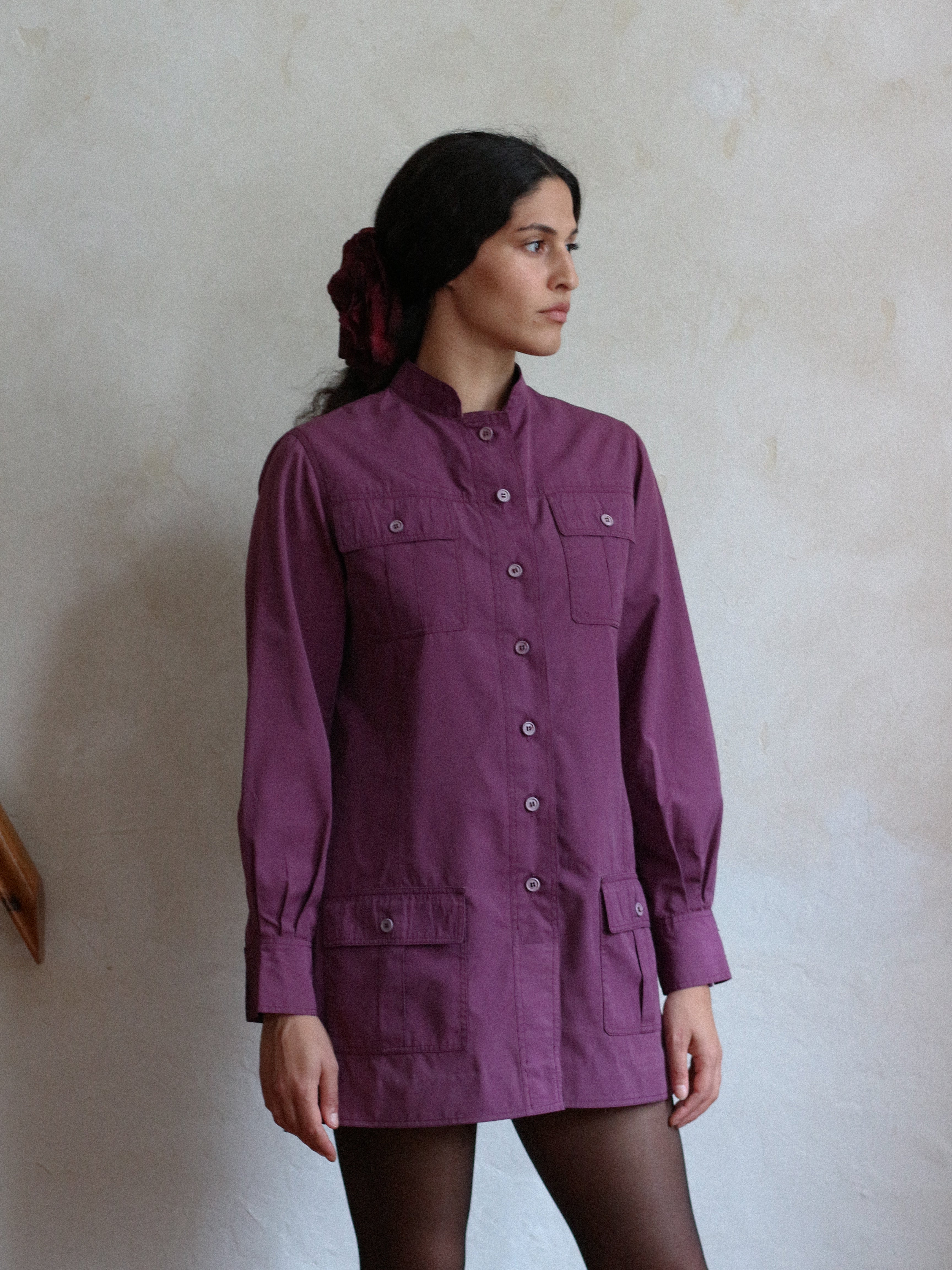 Yves Saint Laurent Fall 1969 Purple Cotton Safari Jacket