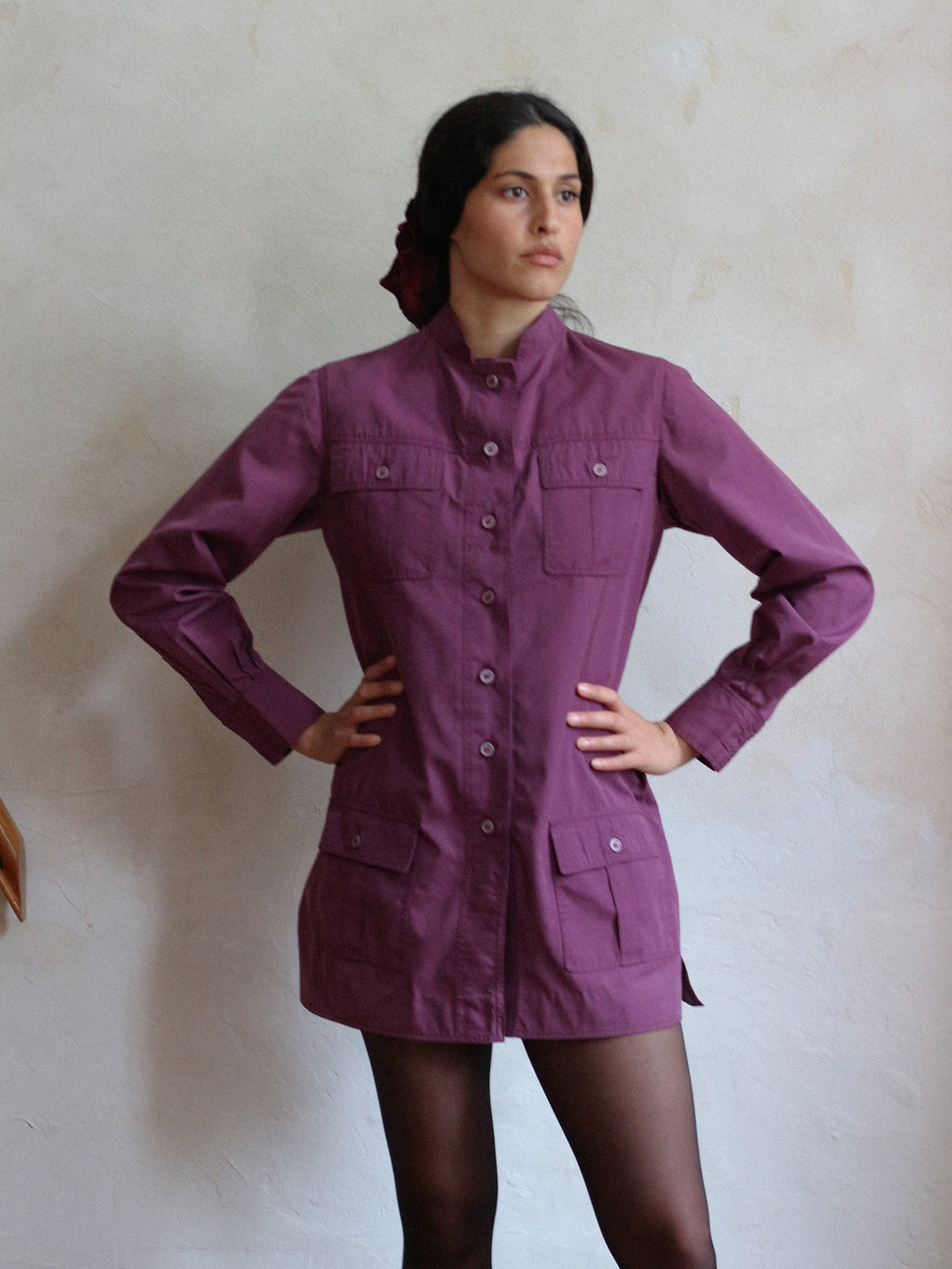 Yves Saint Laurent Fall 1969 Purple Cotton Safari Jacket