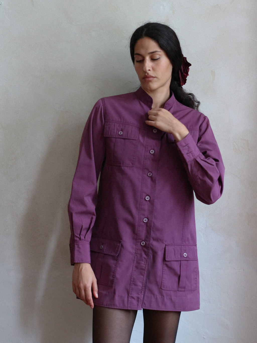 Yves Saint Laurent Fall 1969 Purple Cotton Safari Jacket