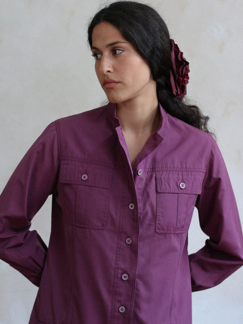 Yves Saint Laurent Fall 1969 Purple Cotton Safari Jacket