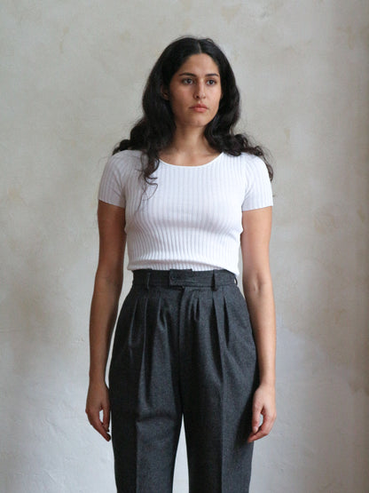 Yves Saint Laurent Grey Wool Tailored Pleated Trousers 1990s