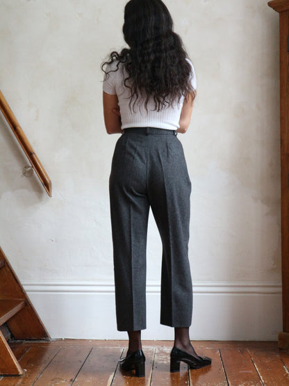 Yves Saint Laurent Grey Wool Tailored Pleated Trousers 1990s