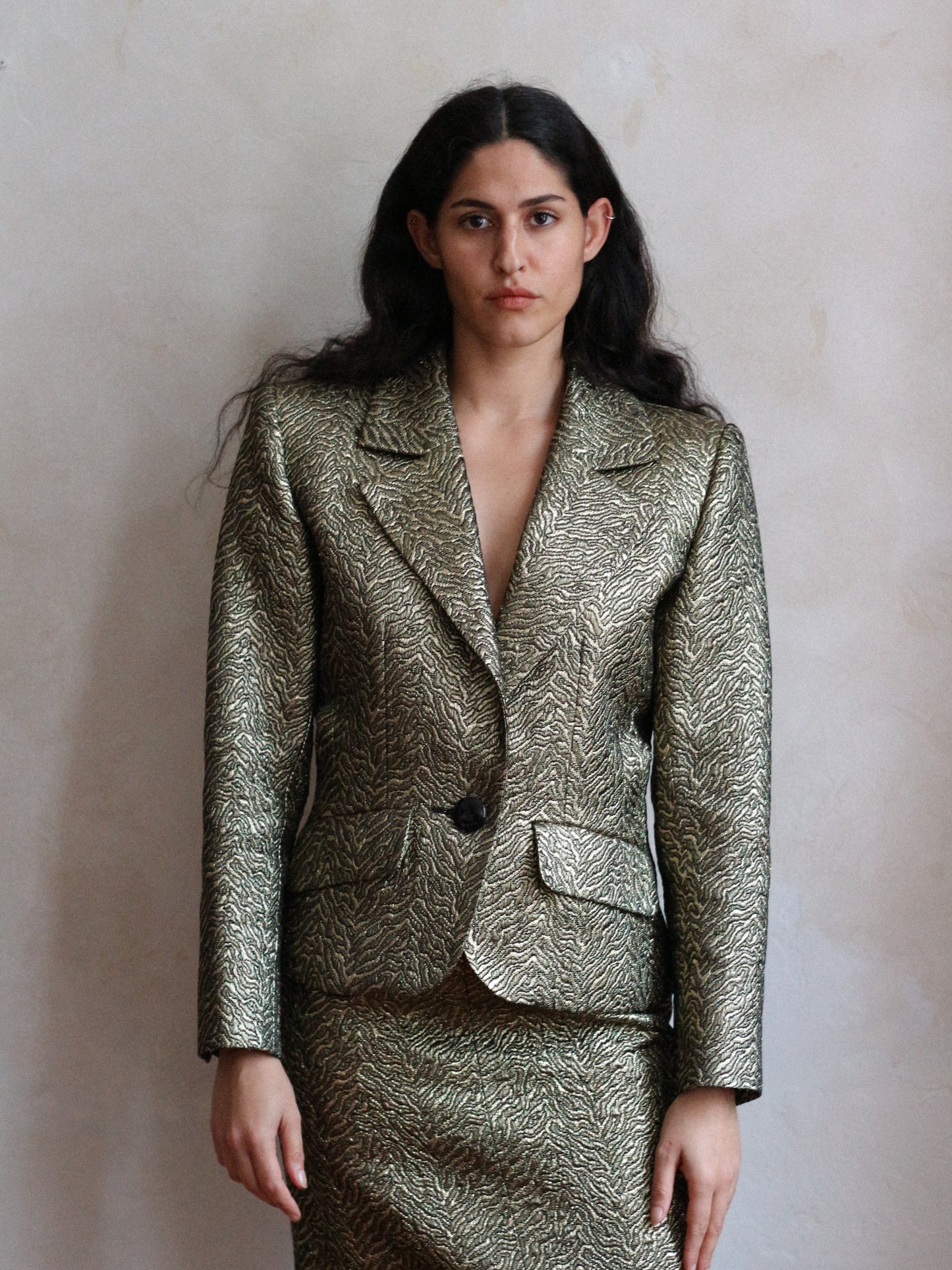 Yves Saint Laurent Gold Brocade Jacket and Skirt FW1986