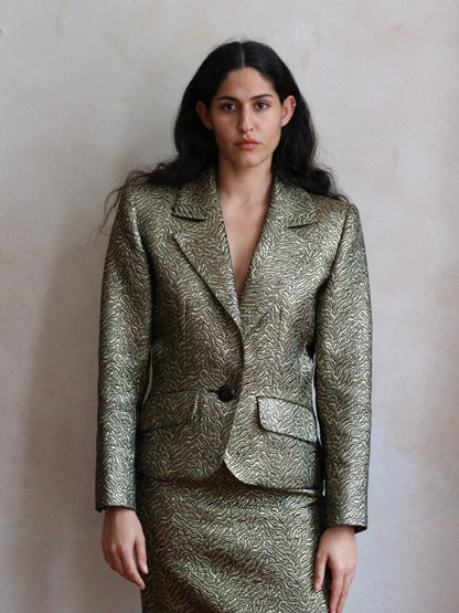 Yves Saint Laurent Gold Brocade Jacket and Skirt FW1986