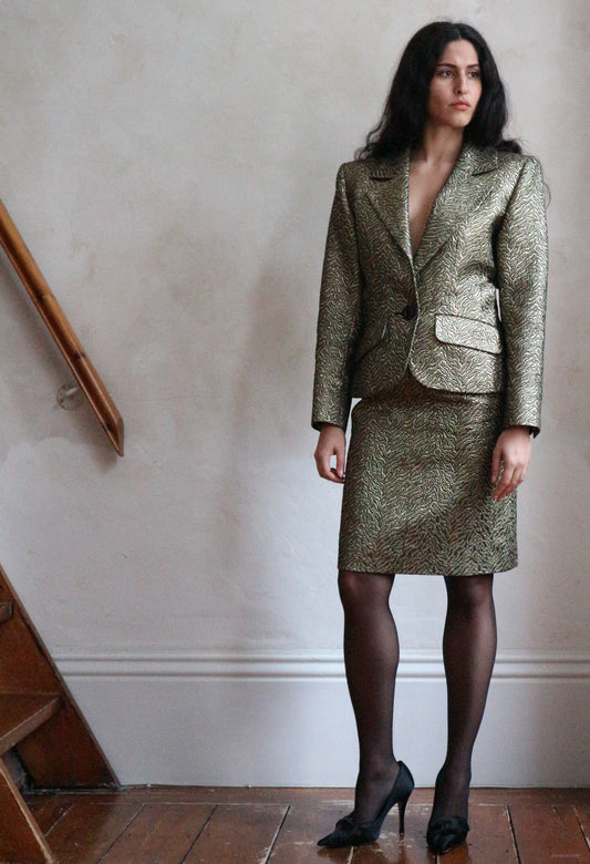 Yves Saint Laurent Gold Brocade Jacket and Skirt FW1986