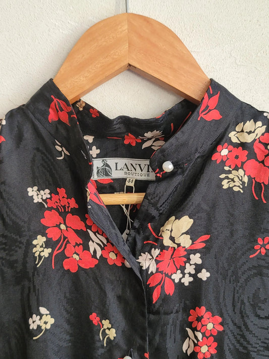 Lanvin Boutique Jacquard Silk Black Tunic early 1970s