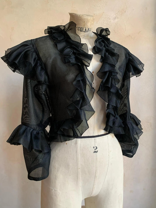 Saint Laurent Rive Gauche 1980s Black Silk bolero jacket