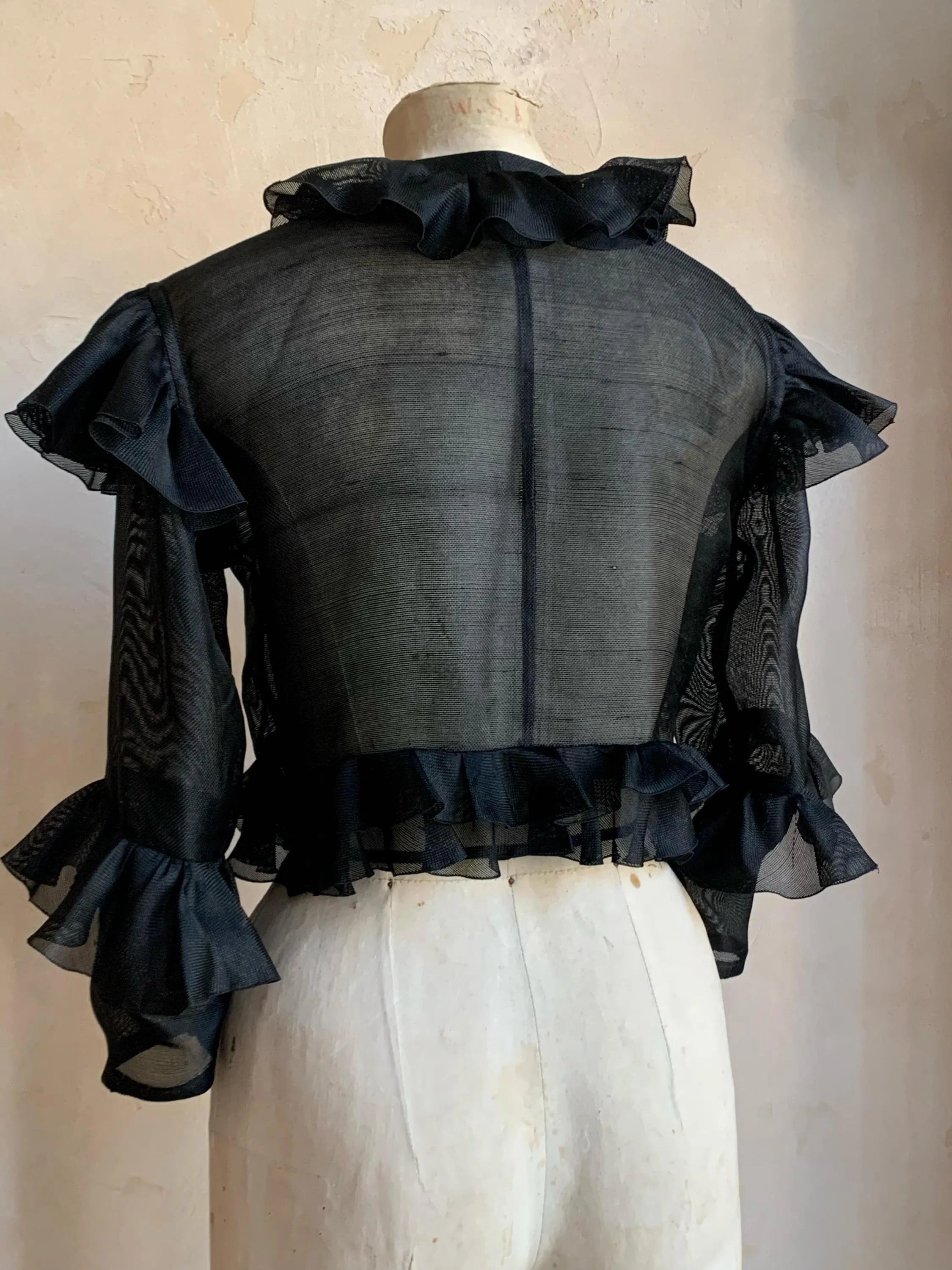 Saint Laurent Rive Gauche 1980s Black Silk bolero jacket