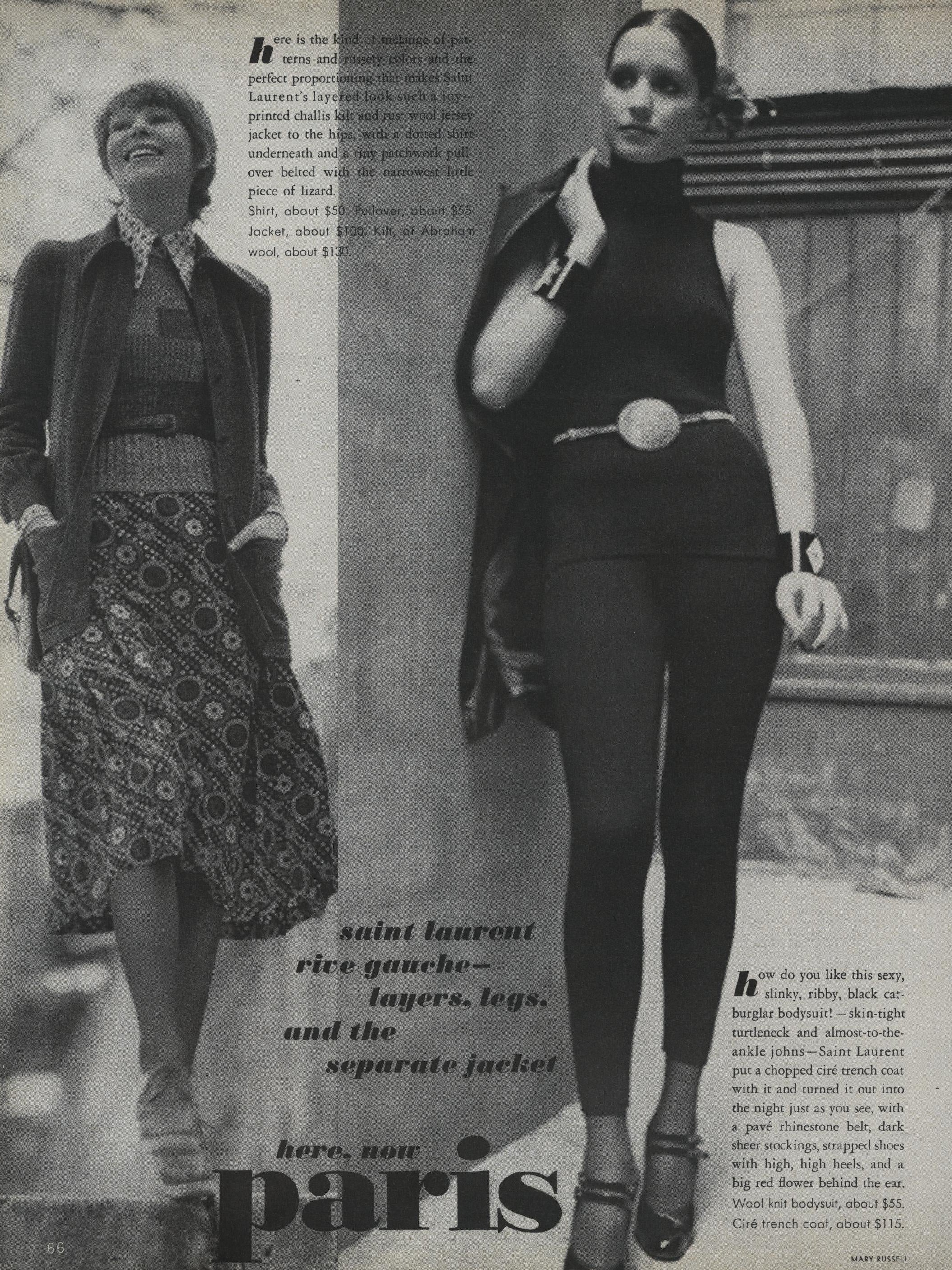 Saint Laurent Rive Gauche Fall 1971 Wool Printed Skirt