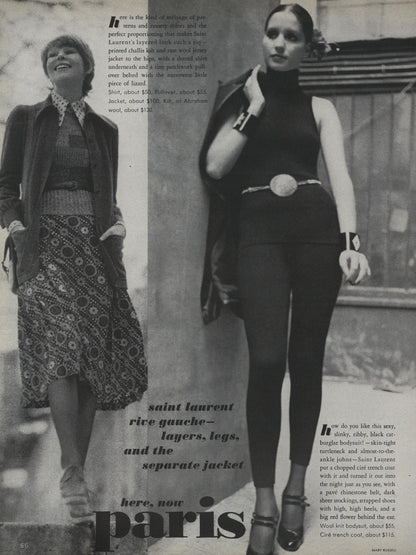 Saint Laurent Rive Gauche Fall 1971 Wool Printed Skirt