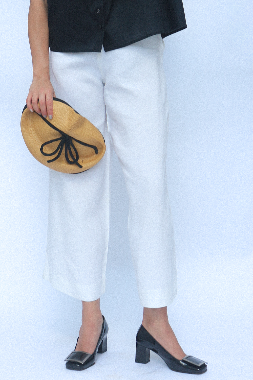 Rochas 1990s White Wide Leg Linen Trousers
