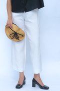 Rochas 1990s White Wide Leg Linen Trousers