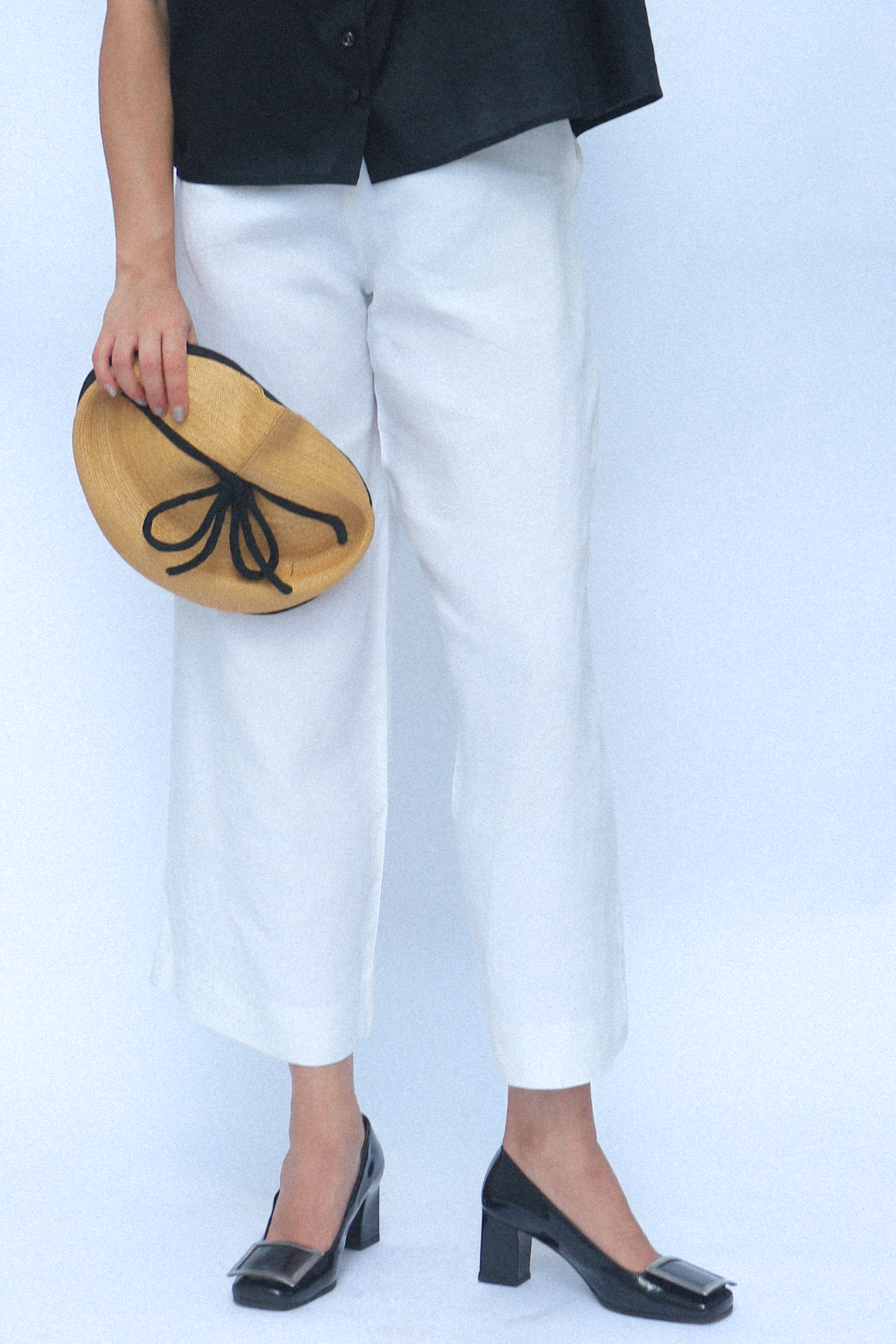Rochas 1990s White Wide Leg Linen Trousers