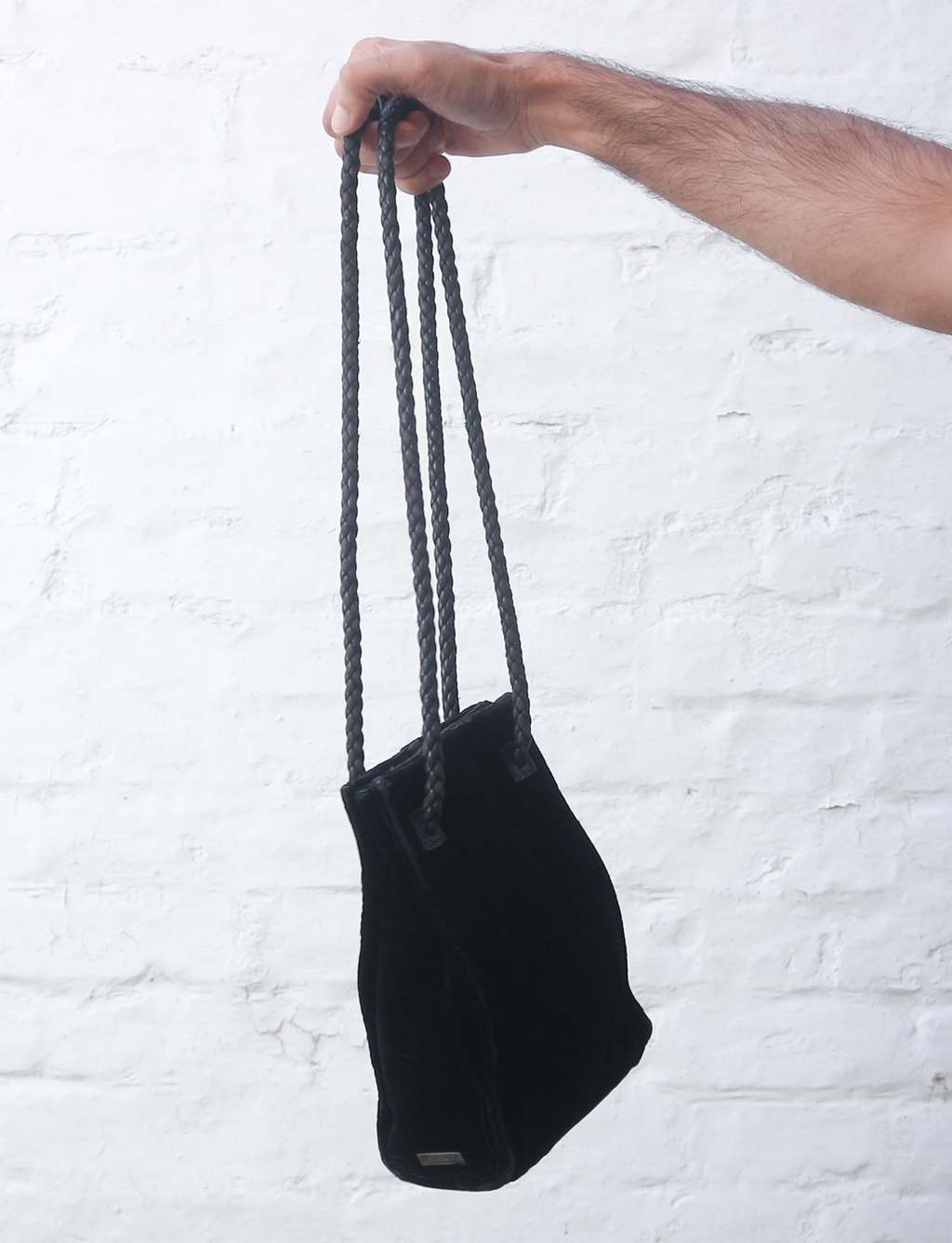 Yves Saint Laurent Black Velvet and Leather Shoulder Bag circa 2001-2004