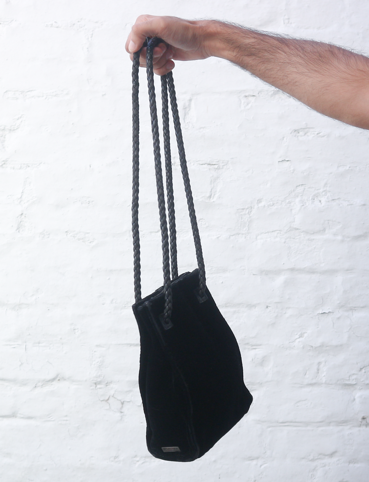 Yves Saint Laurent Black Velvet and Leather Shoulder Bag circa 2001-2004