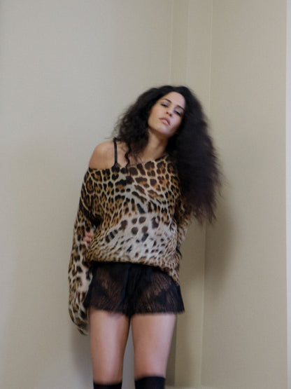 Yves Saint Laurent Tom Ford Leopard Silk Top 2003