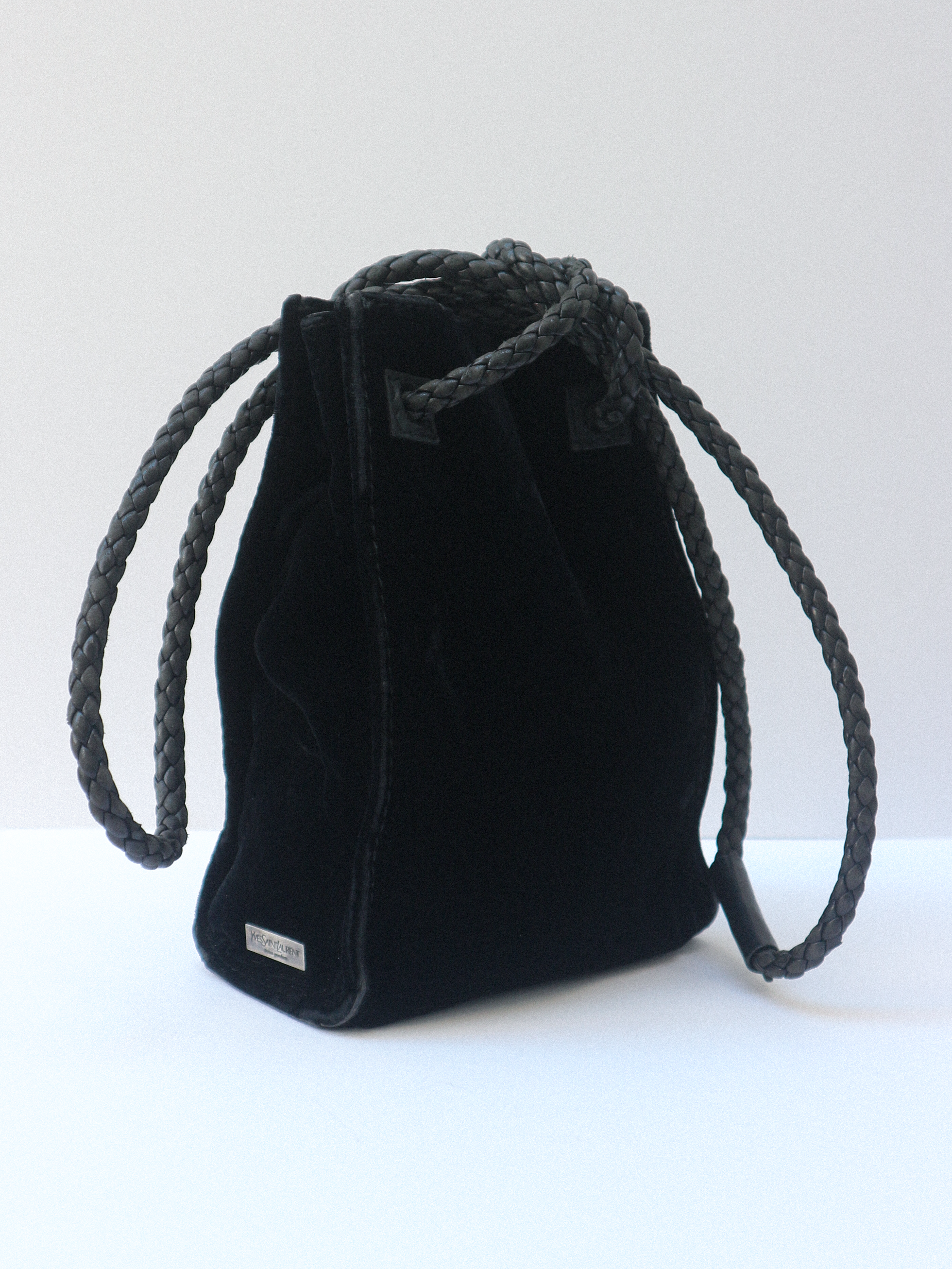 Yves Saint Laurent Black Velvet and Leather Shoulder Bag circa 2001-2004
