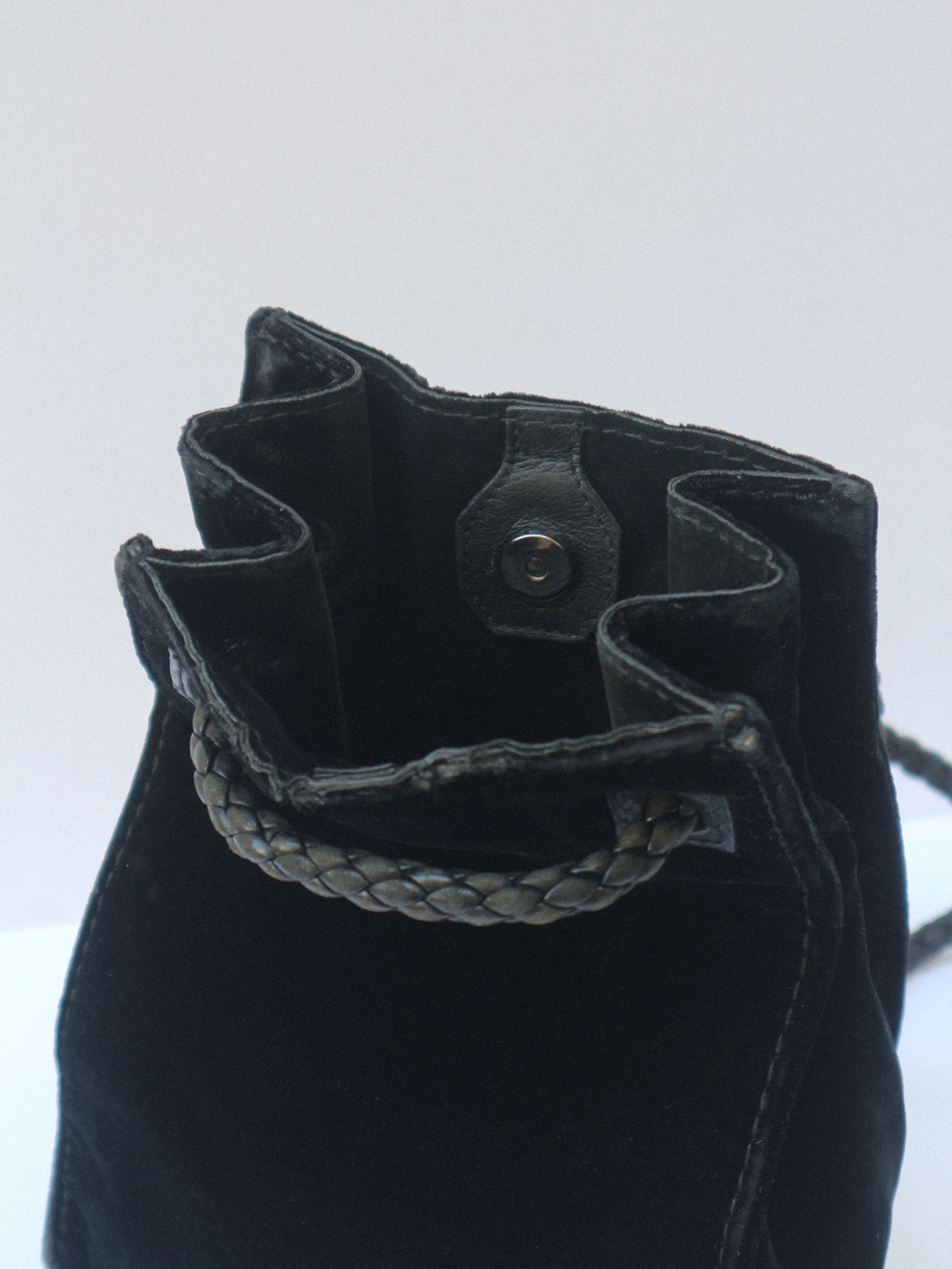 Yves Saint Laurent Black Velvet and Leather Shoulder Bag circa 2001-2004
