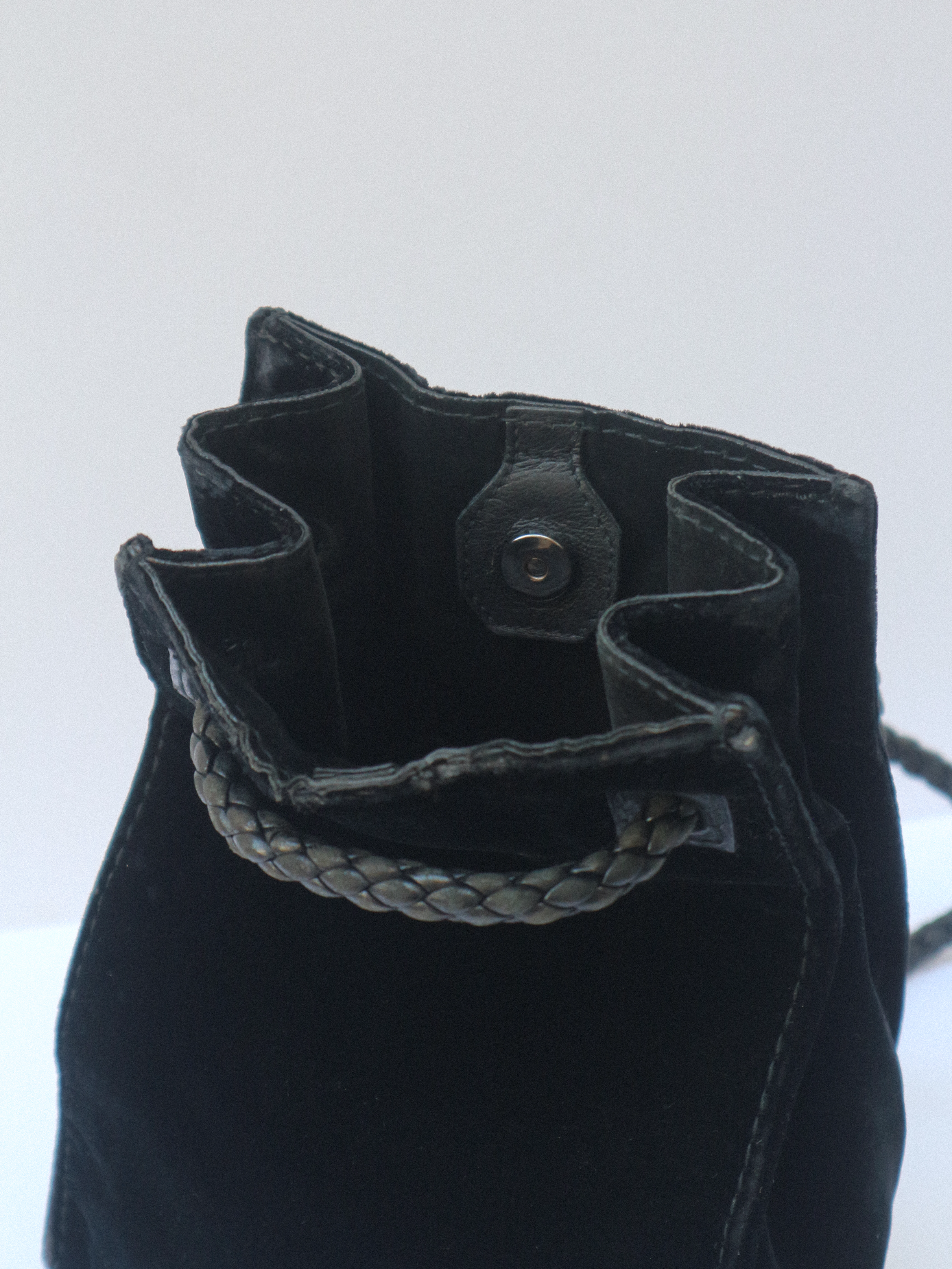 Yves Saint Laurent Black Velvet and Leather Shoulder Bag circa 2001-2004