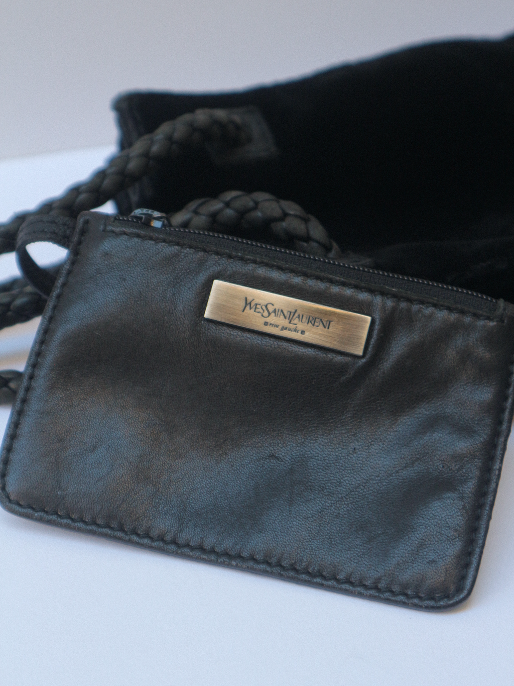 Yves Saint Laurent Black Velvet and Leather Shoulder Bag circa 2001-2004