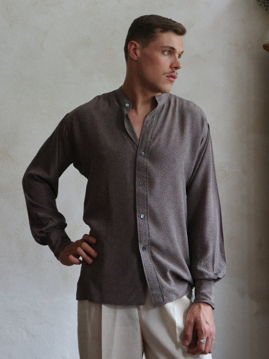 Yves Saint Laurent Men's 1970s Mauve silk shirt