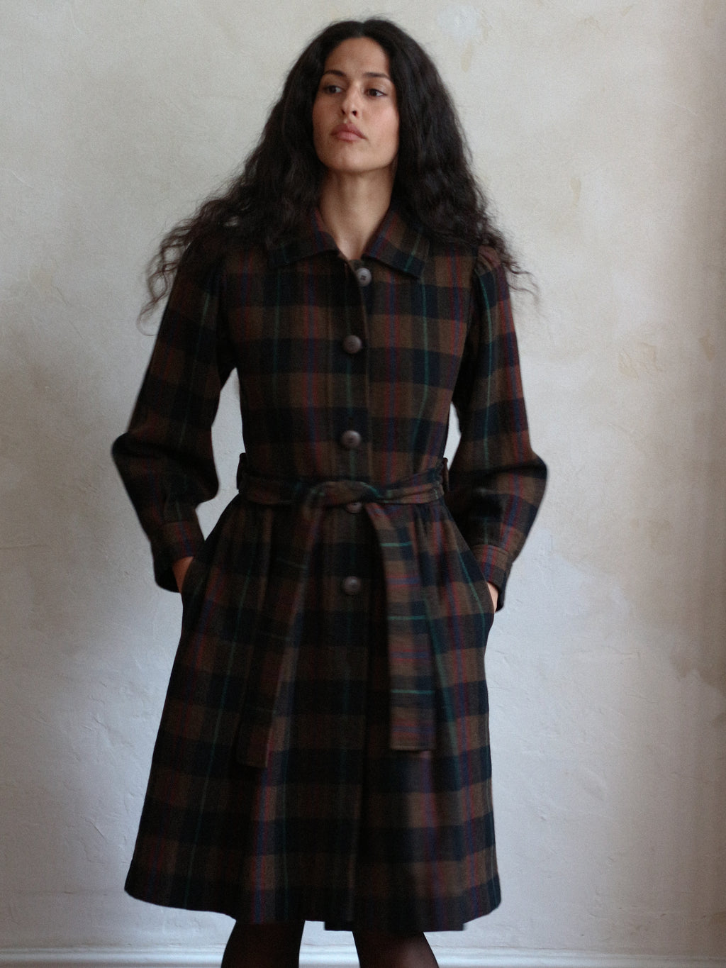 Yves Saint Laurent Rive Gauche Fall 1980 Brown Plaid Coat
